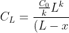 C_L = {{C_0 \over k} L^k \over (L-x)^k}